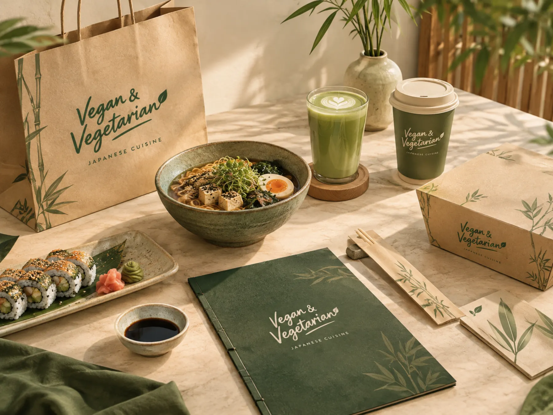 Vegan & Vegetarian: Restaurant identity & packaging